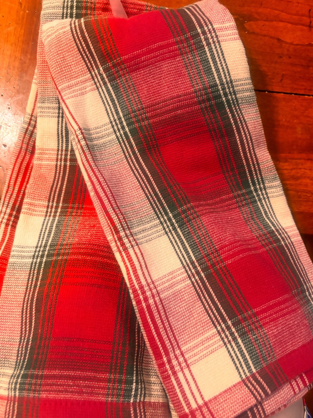 Ralph Lauren Red, White and Green Plaid Kitchen Towels